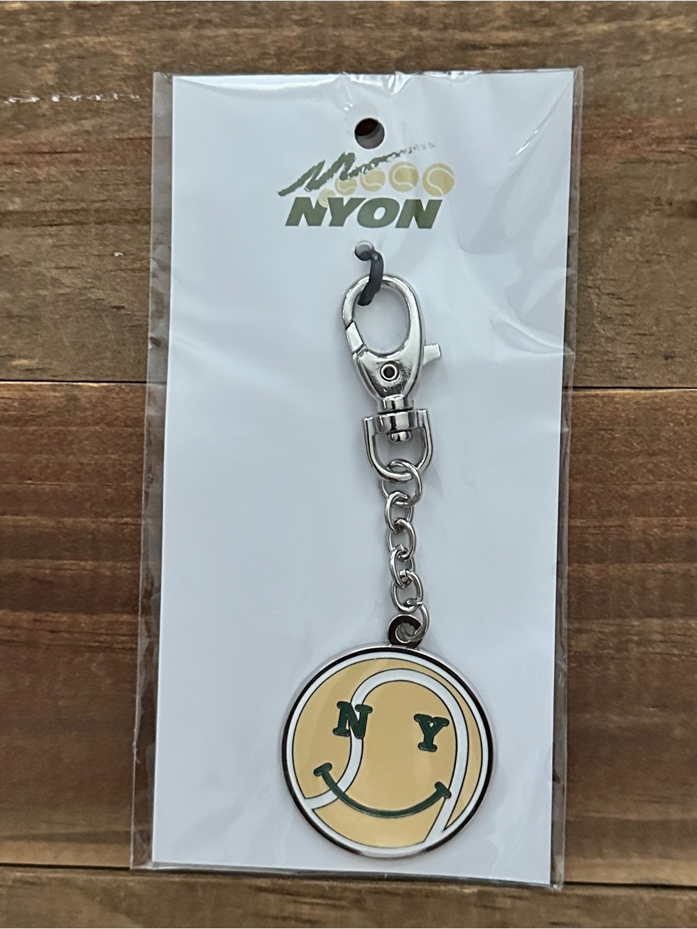 NYON Smiley Tennis Ball Keychain – Cream & Green